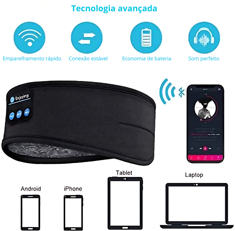 Fone de Ouvido Bluetooth com Faixa Elástica